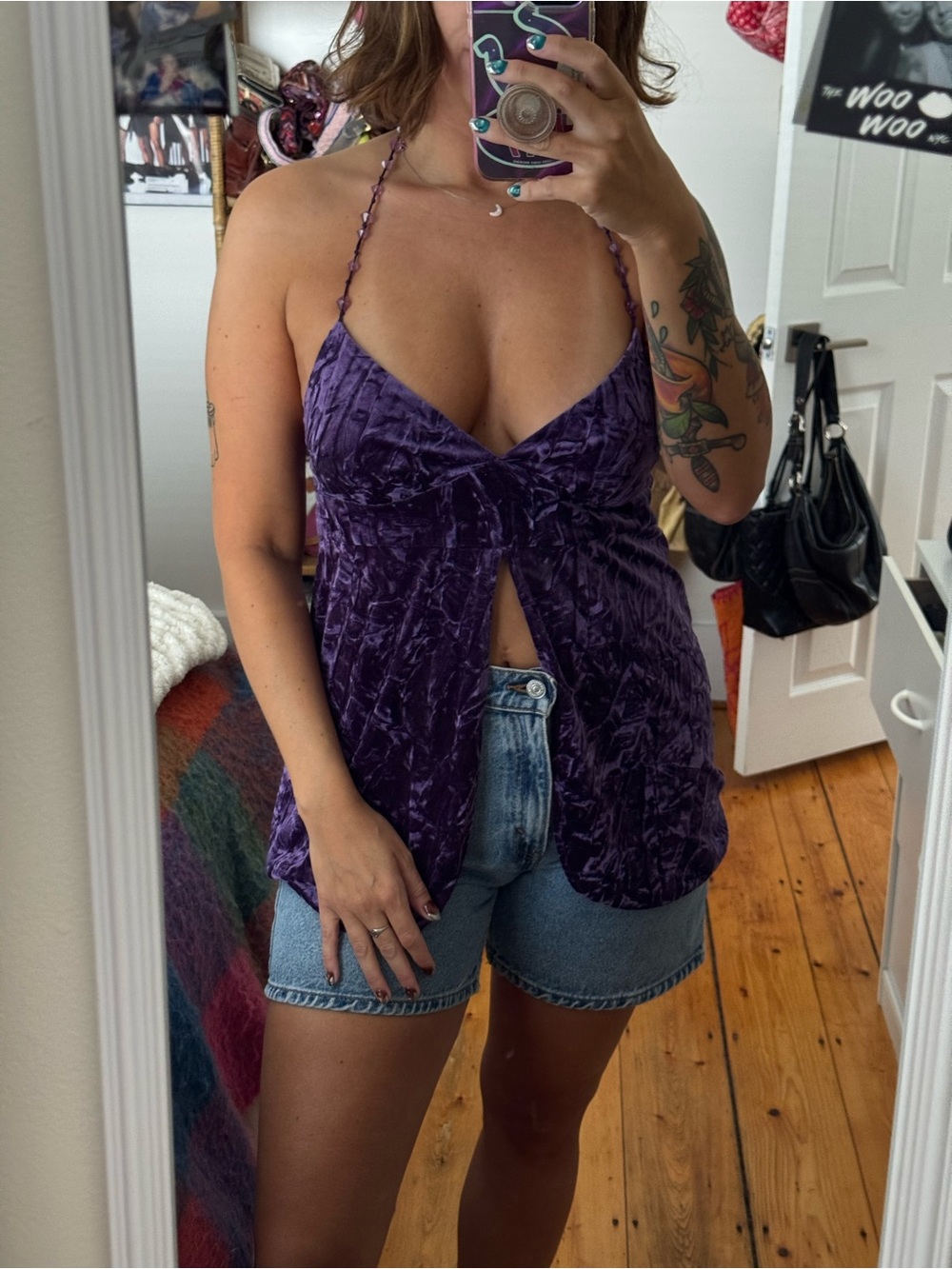 Y2K Victoria’s Secret Purple Velvet Halter Women's Top